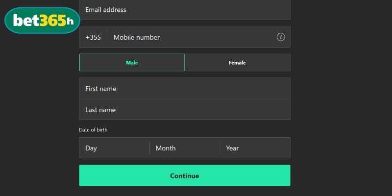 Form đăng ký tài khoản tại nhà cái BET365